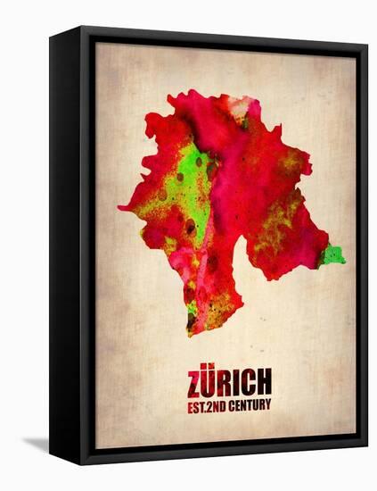 Zurich Watercolor Poster-NaxArt-Framed Stretched Canvas