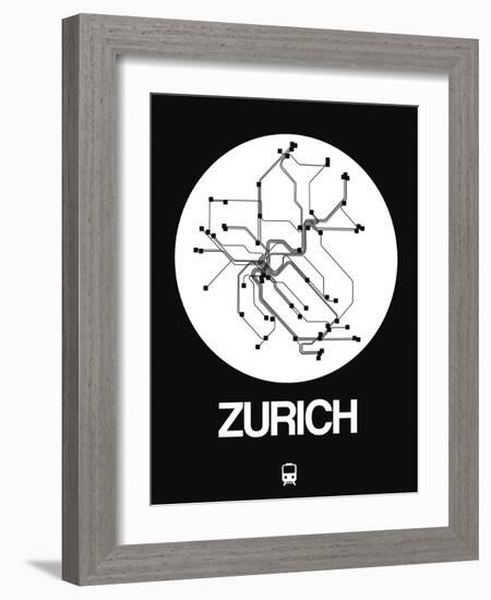 Zurich White Subway Map-NaxArt-Framed Art Print