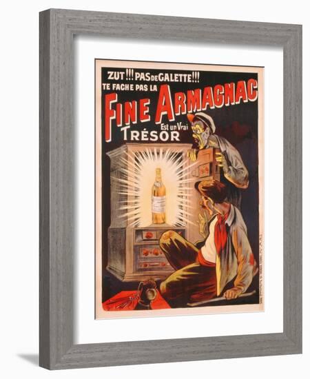 'Zut!!! Pas de Galette!!! Te Fache Pas La Fine Armagnac, Est Une Vrai Tresor', Poster Advertising…-Eugene Oge-Framed Giclee Print