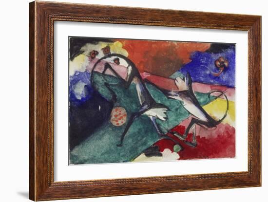 Zwei Affen, 1913. Tusche/Aquarell/Deckfarben Auf Postkarte an Else Lasker-Schueler-Franz Marc-Framed Giclee Print