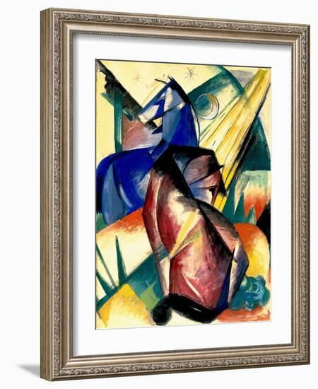 Zwei Pferde Rot Und Blau, 1912-Franz Marc-Framed Giclee Print