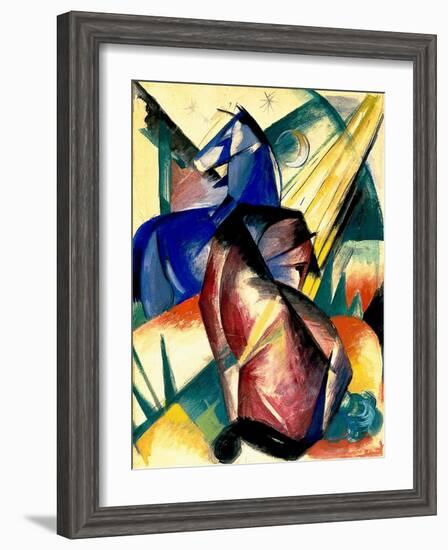 Zwei Pferde Rot Und Blau, 1912-Franz Marc-Framed Giclee Print