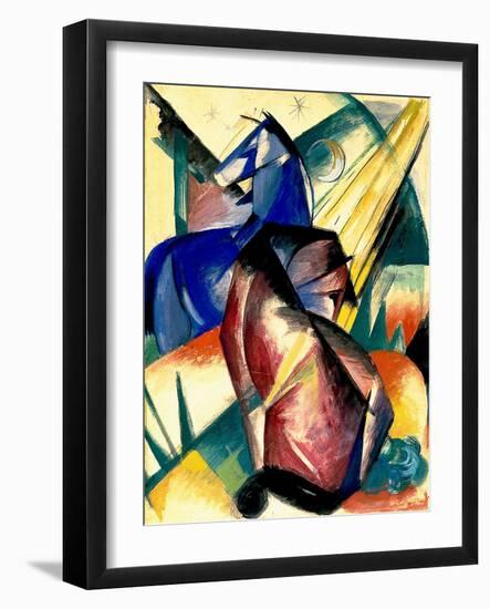 Zwei Pferde Rot Und Blau, 1912-Franz Marc-Framed Giclee Print