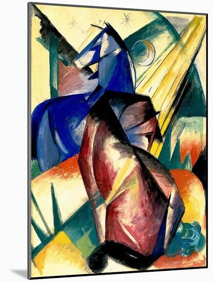 Zwei Pferde Rot Und Blau, 1912-Franz Marc-Mounted Giclee Print