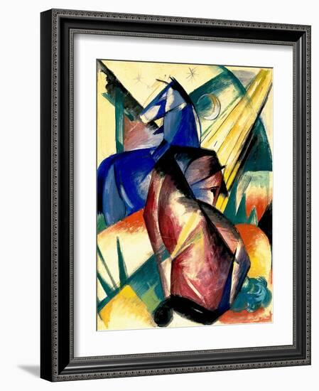 Zwei Pferde Rot Und Blau, 1912-Franz Marc-Framed Giclee Print