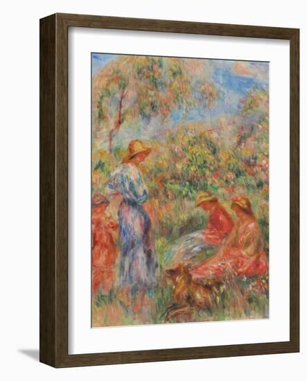 Zwei sitzende und eine stehende Frau, ein Kind (Landschaft mit drei Frauen und einem Kind)-Pierre-Auguste Renoir-Framed Giclee Print