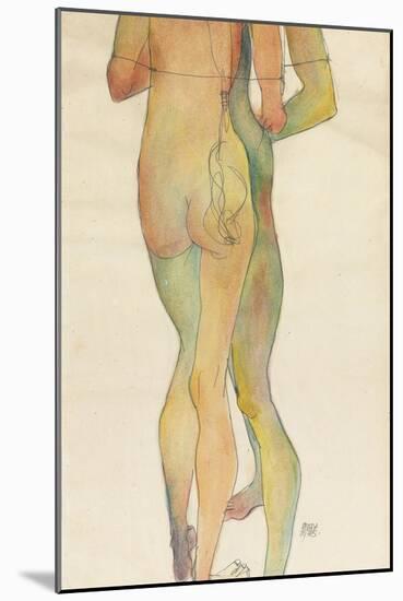 Zwei Stehende Akte, 1913-Egon Schiele-Mounted Giclee Print